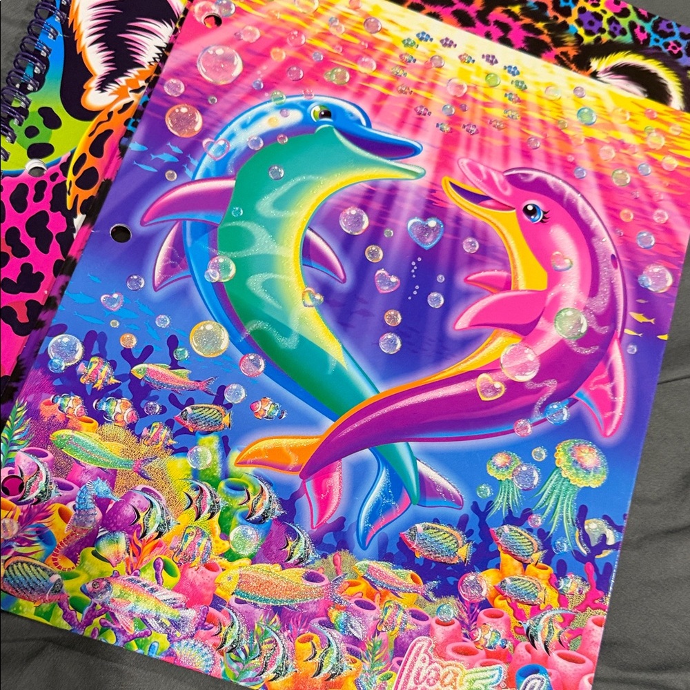Lisa Frank Neon Rainbow Leopard Spiral Notebook n folders - Picture 5 of 8